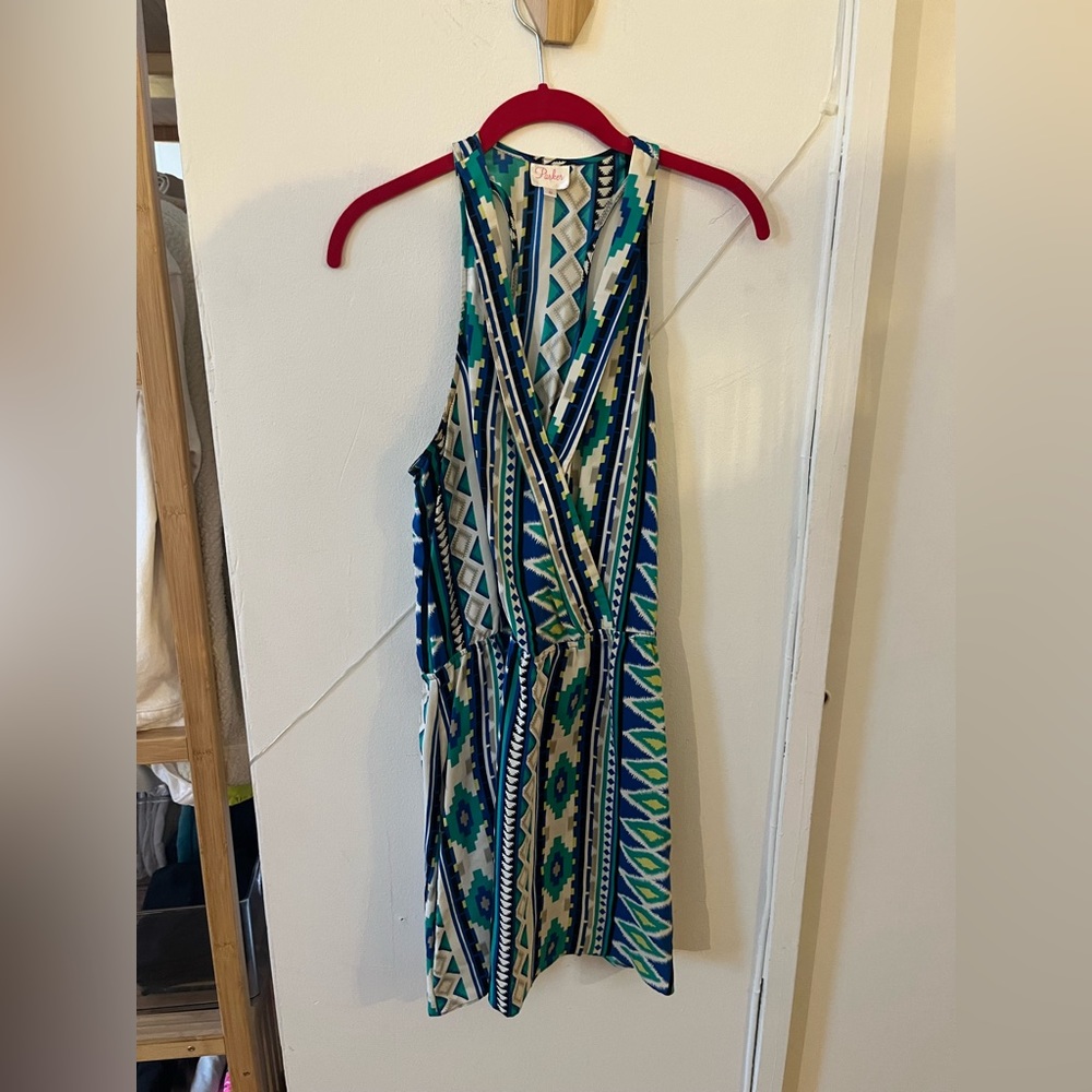 Parker Racerback silk Aztec dress